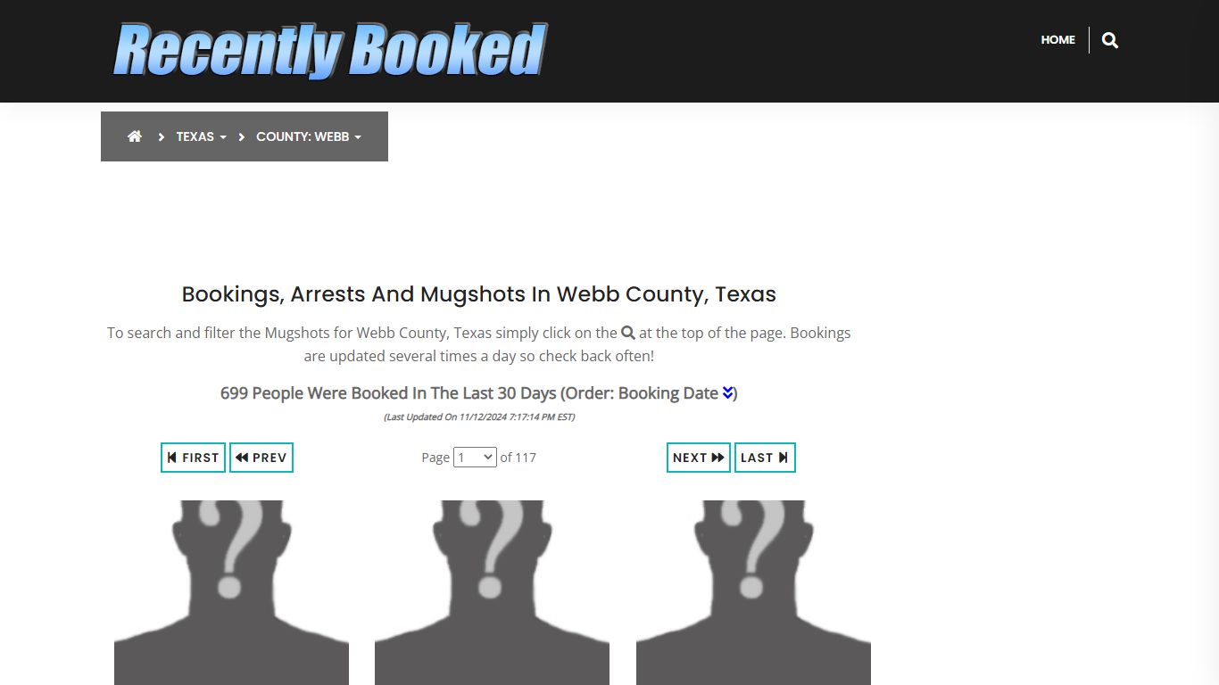 Bookings, Arrests and Mugshots in Webb County, Texas - Recently Booked