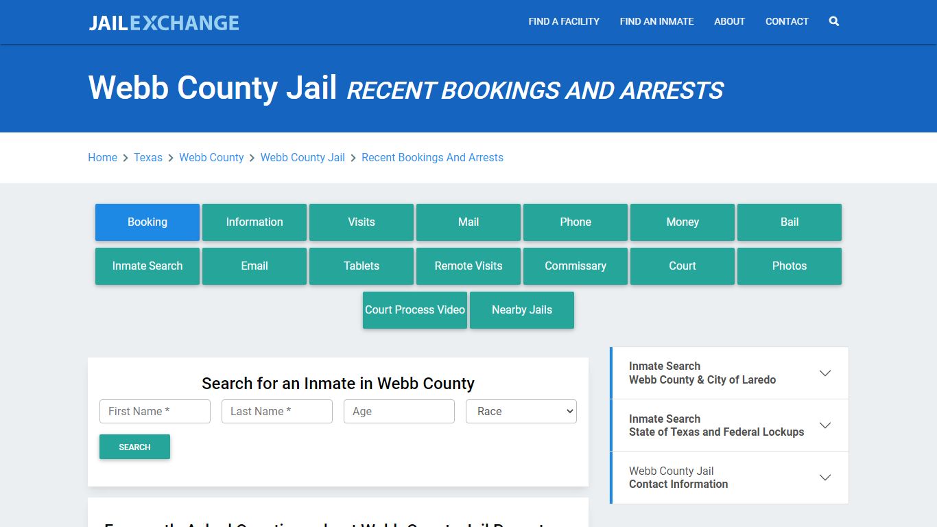 Webb County Jail Recent Bookings And Arrests - Jail Exchange