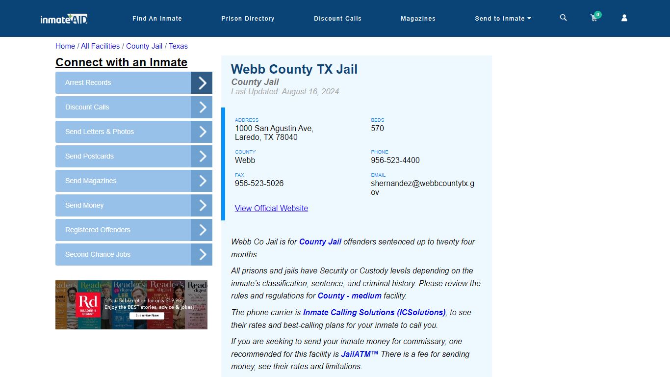 Webb County TX Jail - Inmate Locator